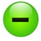 Minus delete subtract icon symbol on green glassy crystal button