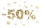 Minus fifty percent discount emblem composition isolated
