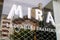 Mira text and sign logo on bar windows of spring water beer from Arcachon basin in