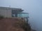 Mirador de Abrante viewpoint with glass observation balcony above Agulo village on nothern part of La Gomera. All view