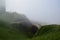 Miraflores Town landscapes. Park on the coast of Lima in the fog, in the Miraflores district, Peru