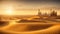 Mirage of the Imagination: A Sandcastle City Rising from the Desert Horizo