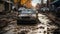 Mired in Mud: Climate Change-Induced Floods Engulf Vehicles. Generative AI