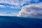 The Miriam Fire, in Miriam Creek Basin, near White Pass, seen From Darland Mountain, Mt. Rainier in Distance