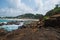 Mirissa, Sri Lanka - April, 04 2018: view on tropical beacj from Parrot Island.