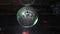 Mirror ball reflects white light on a black background. holiday at the disco club. colorful light show. Light show on