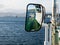 Mirror on board of a car ferry crossing the Seto Inland Sea returning to Hiroshima port - Japan