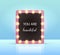 Mirror with bulb lamps around. You are beautiful text. Vector illustration. Make up mirror.