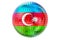 Mirror disco ball with Azerbaijani flag, 3D rendering