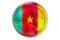 Mirror disco ball with Cameroonian flag, 3D rendering