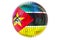 Mirror disco ball with Mozambican flag, 3D rendering