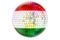 Mirror disco ball with Tajik flag, 3D rendering