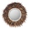 Mirror in feather and shell brown frame isolated on white background. Details of modern boho bohemian tribal ethno style