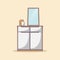 Mirror on the Minimalist Drawer Vector Illustration. Interior. Modern. Flat Cartoon Style Suitable for Web Landing Page, Banner,