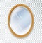 Mirror oval insulated. Realistic oval mirror frame, white mirrors template. Reflective glass surfaces isolated