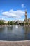 Mirror Pool, fountain and Bradford City Hall