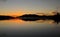 Mirror Reflections, Dusk at Big Bear Lake, California.