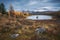 Mirror Surface Lake Breathtaking Autumn Landscape With Mountain Range On Background