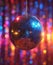 Mirrorball. Disco ball in club with colorful reflections on the wall