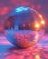 Mirrorball. Disco ball on pink background