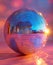 Mirrorball. Disco ball on pink background