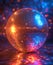 Mirrorball. Shiny disco ball on the floor with colorful reflections