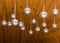 Mirrorballs on wooden ceiling