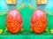 Mirrored colorful ester eggs background