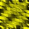 Mirrored gradient shards of curved yellow intersecting ribbons and horizontal lines