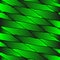 Mirrored molecular bonds of curved green intersecting ribbons and vague lines