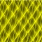 Mirrored molecular bonds of curved yellow intersecting ribbons and vague lines