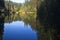 Mirroring on the water level of the Vrbicke lake in the Demanovska valley in Slovakia