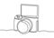 Mirrorless digital camera. One line drawing vector illustration minimalism