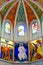 Mirrors of Different Colors on the Ceiling of the Church with Images of Catholic Saints