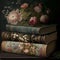 Misc beautiful floral decorated vintage literature. Ai generated.