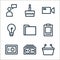 miscellaneous line icons. linear set. quality vector line set such as basket, money, locker, id card, folder, light bulb, camera,