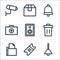 miscellaneous line icons. linear set. quality vector line set such as lightbulb, validating ticket, folder, trash can, speaker,