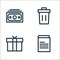 miscellaneous line icons. linear set. quality vector line set such as notebook, gift, trash can