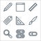 Miscellaneous line icons. linear set. quality vector line set such as switch off, button, search, painting, ruler, tag, ruler,