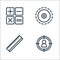 Miscellaneous line icons. linear set. quality vector line set such as target, ruler, tactile