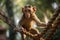 A mischievous and curious monkey climbing and swinging, showing off its agility and playful nature. Generative AI