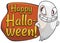 Mischievous Ghost Ready for Halloween Pranks, Vector Illustration