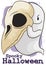 Mischievous Ghost with a Skull for Halloween Pranks, Vector Illustration