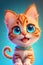 Mischievous Kitten Cartoon Character with Expressive Eyes