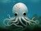 A mischievous little kraken with an impish smirk playing in the depths of the sea Cute creature. AI generation