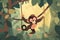 A mischievous monkey swinging through the trees. Generative AI