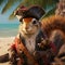 Mischievous Squirrel Pirate Searching for Buried Acorns