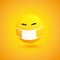 Mischivious Emoji - Simple Shiny Happy Emoticon with Medical Mask on Yellow Background