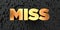 Miss - Gold text on black background - 3D rendered royalty free stock picture