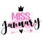 Miss January - illustration text for clothes.